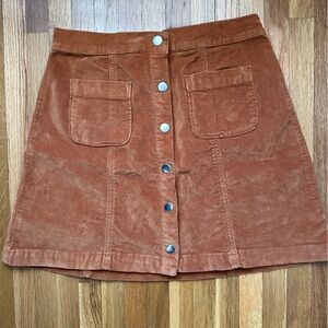 Urban Outfitters Brown Velveteen Snap Mini Skirt